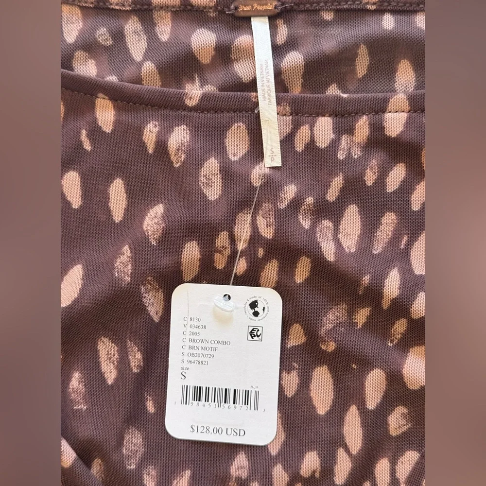 Free People Katana Mini Dress in Brown Sz Small Stretch Mesh BodyCon Party NWT - Picture 7 of 12